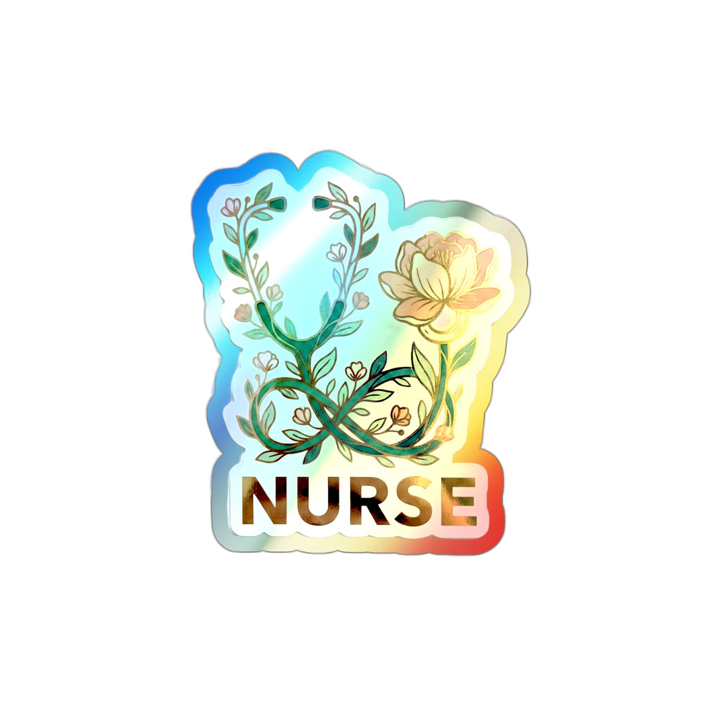 Blooming Stethoscope - Holographic Die-Cut Sticker