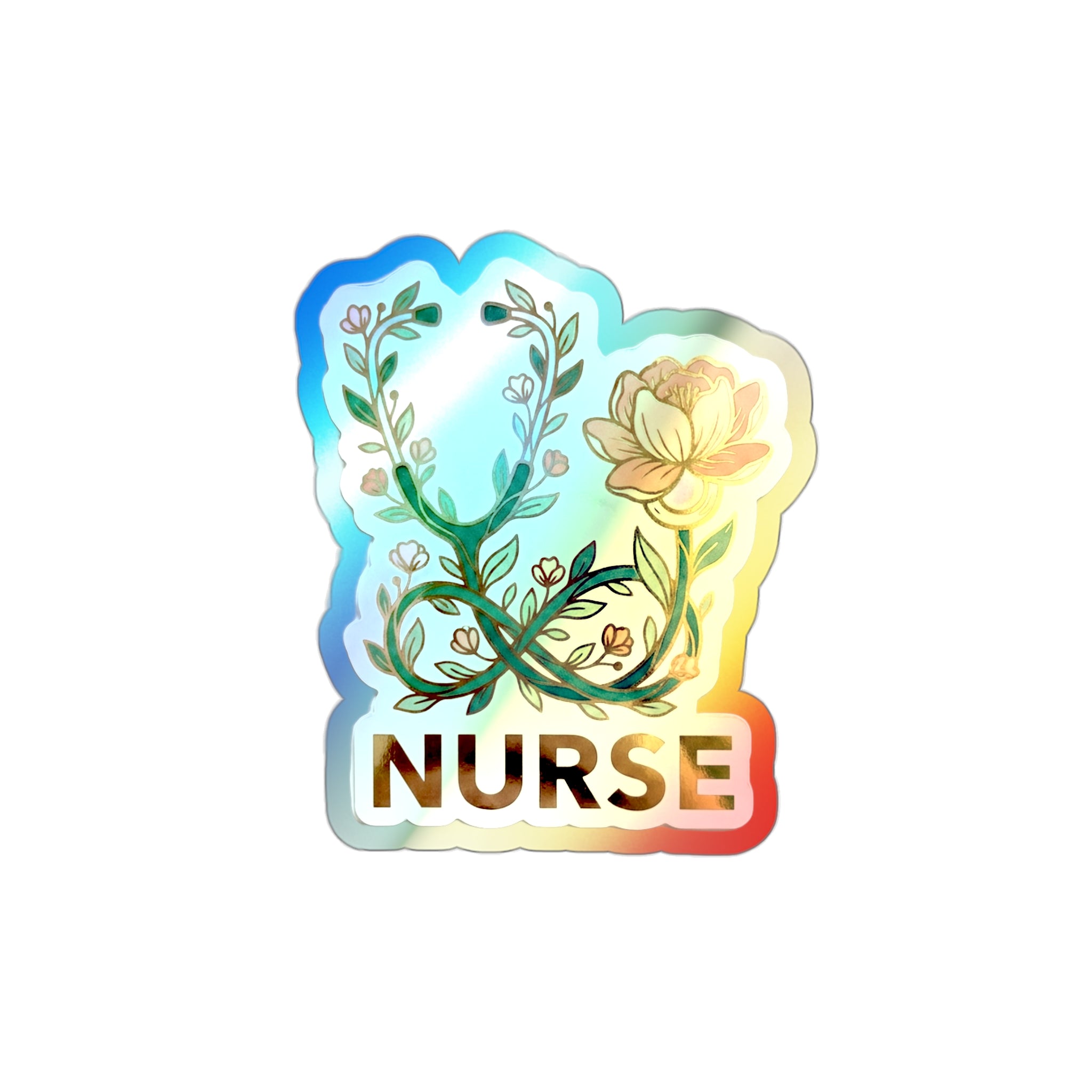 Blooming Stethoscope - Holographic Die-Cut Sticker