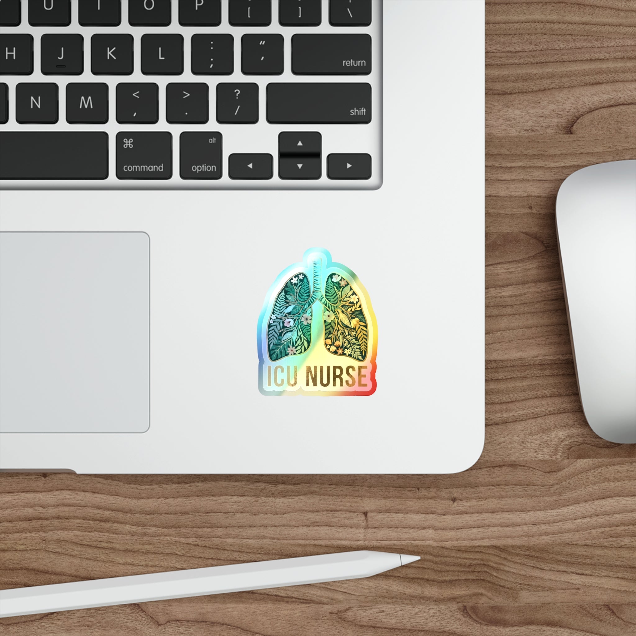 ICU Fern-Filled Botanical Lungs - Holographic Die-Cut Sticker