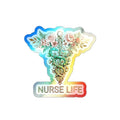 Nurse Life Wildflower Caduceus - Holographic Die-Cut Sticker