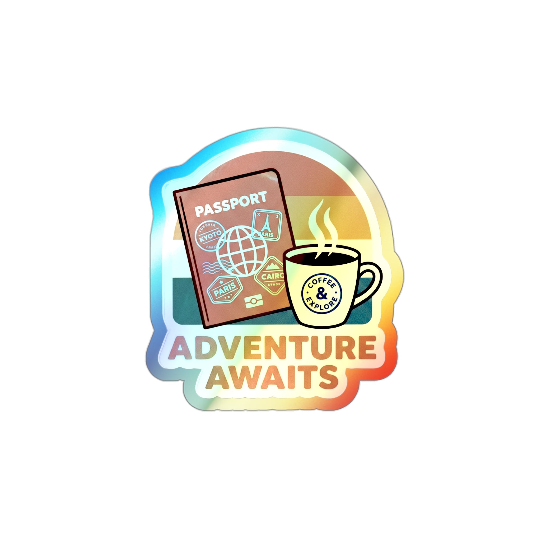 Adventure Awaits - Holographic Die-Cut Sticker