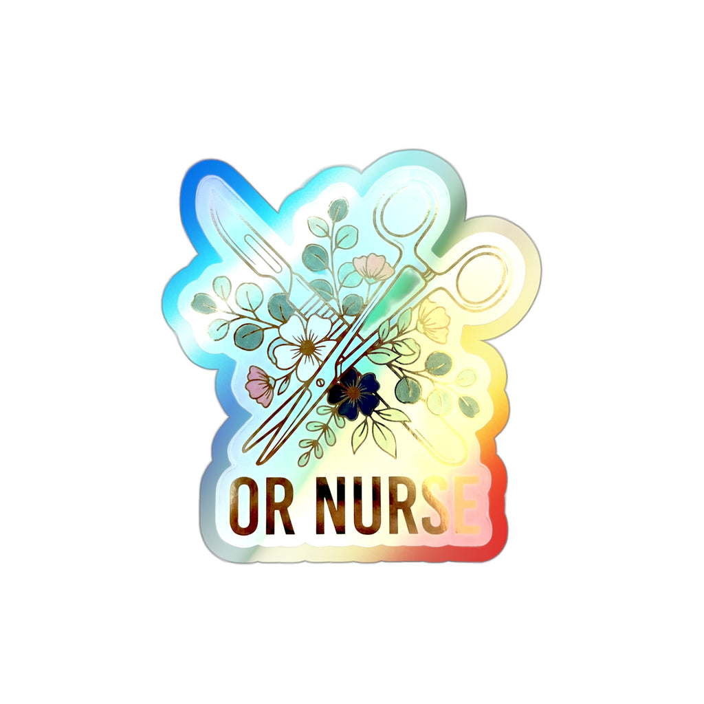 OR Botanical Instrument Tray - Holographic Die-Cut Sticker