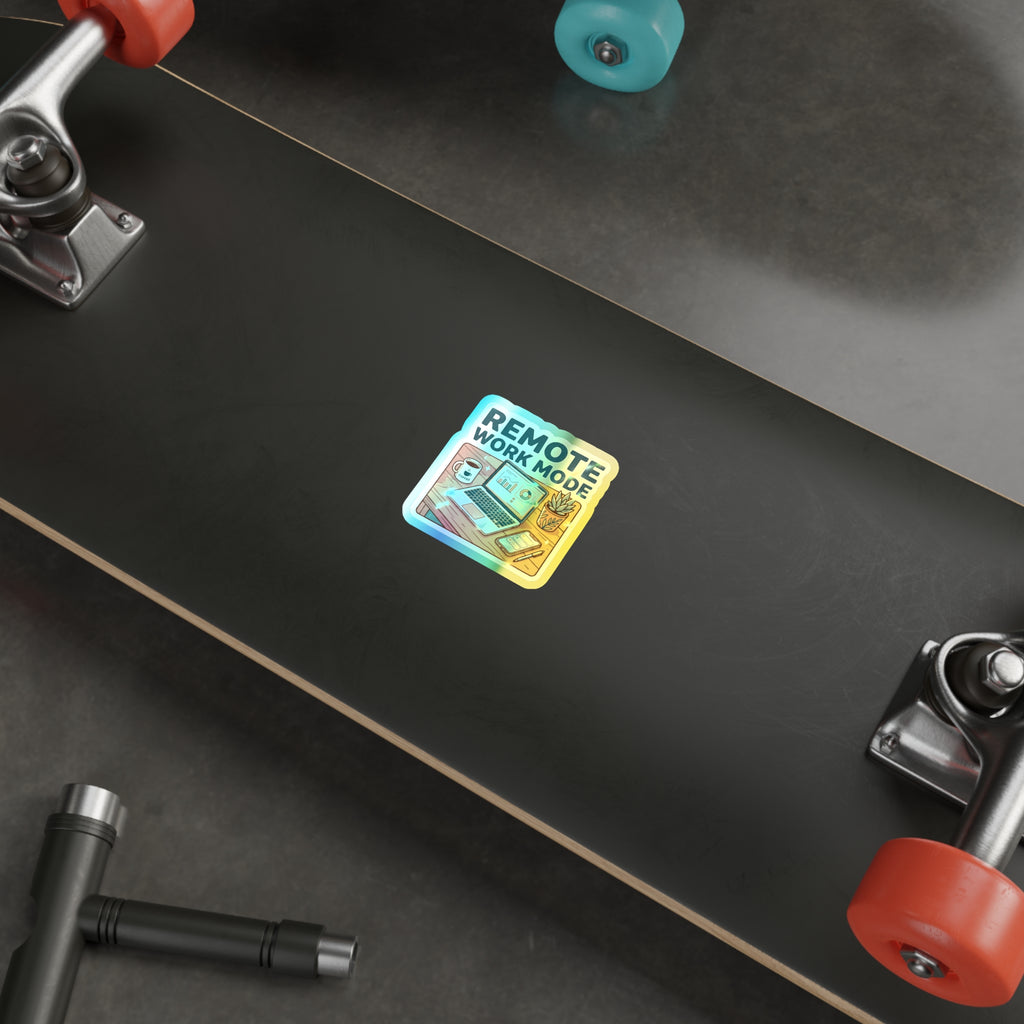 Remote Work Mode - Holographic Die-Cut Sticker