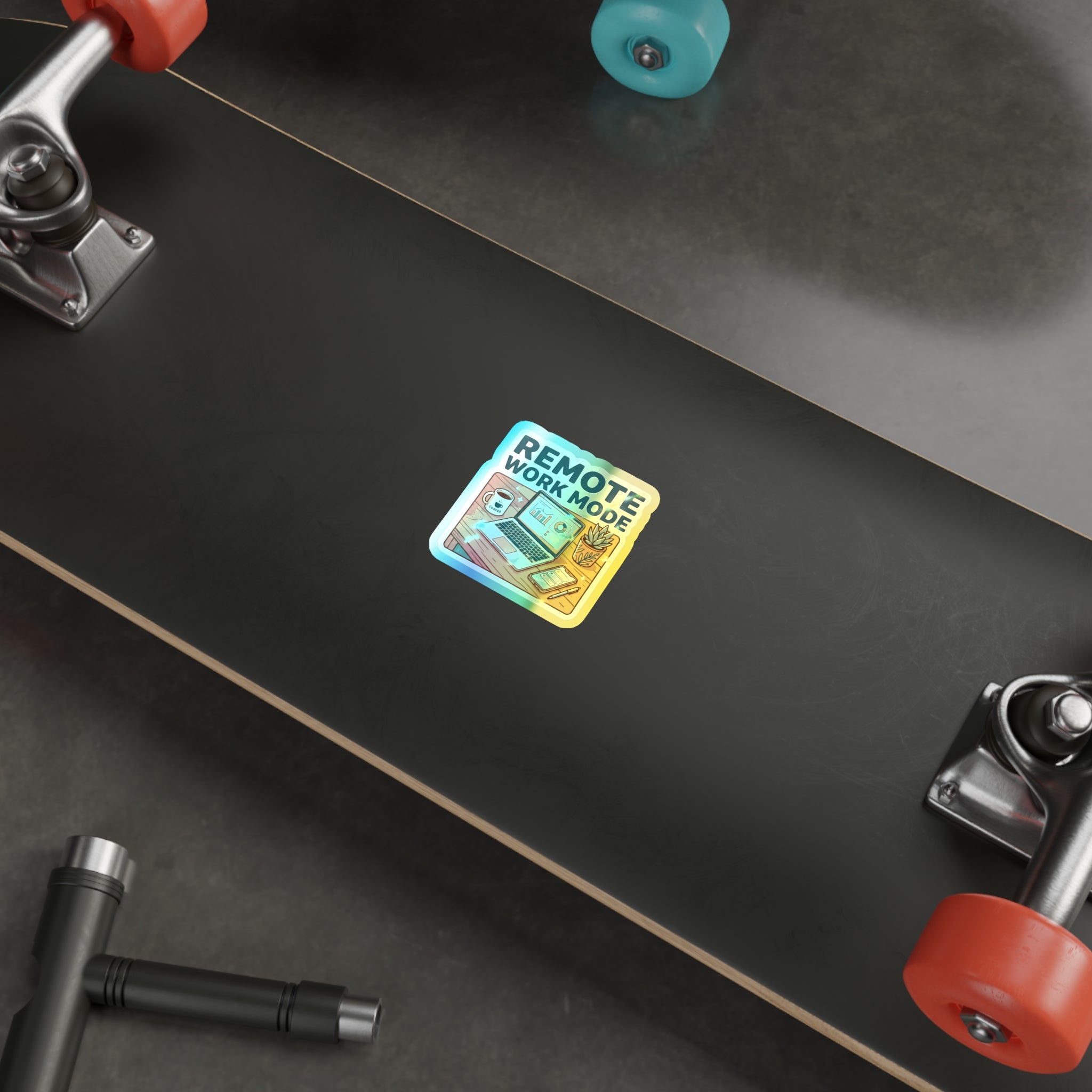 Remote Work Mode - Holographic Die-Cut Sticker