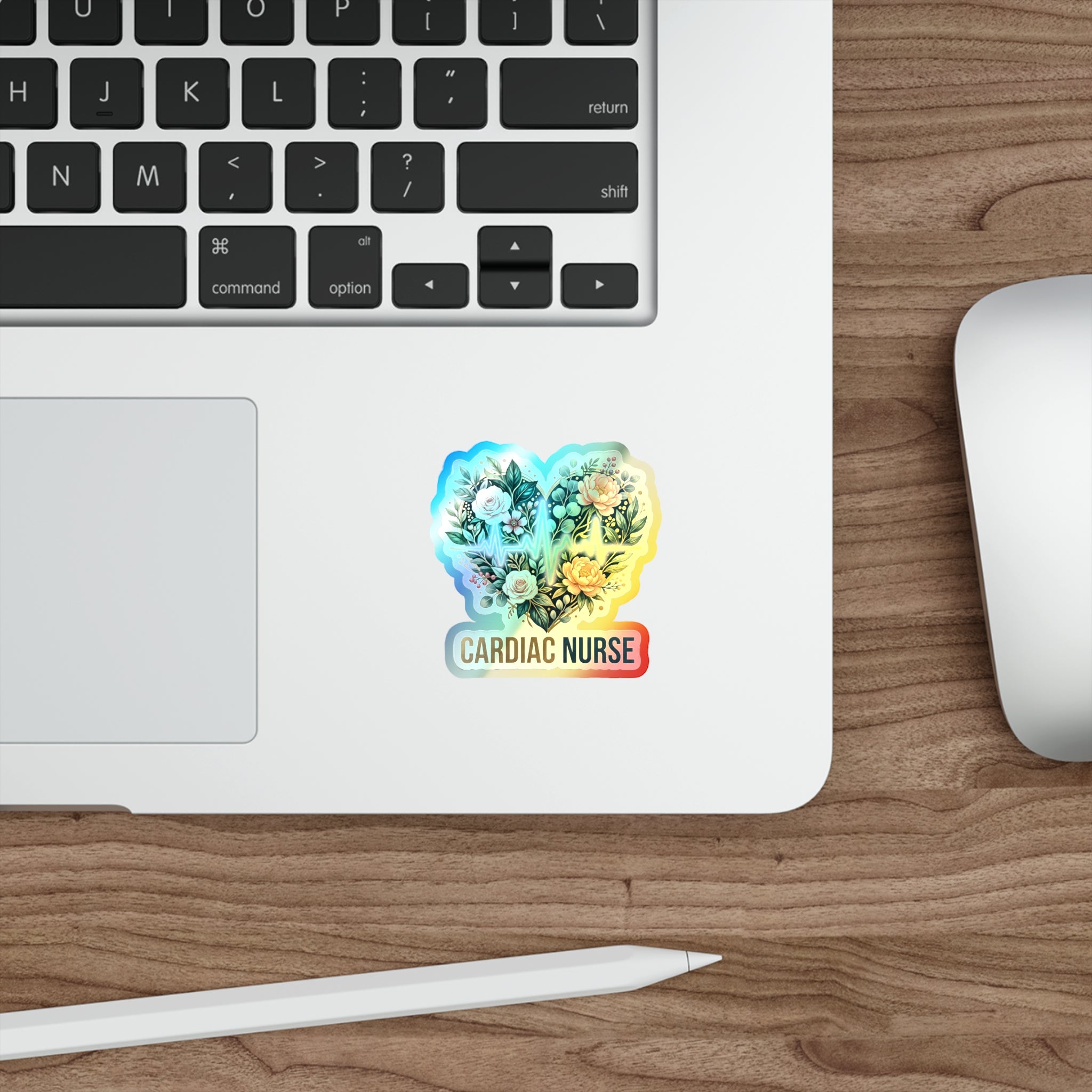 Cardiac Blooming Rhythm - Holographic Die-Cut Sticker