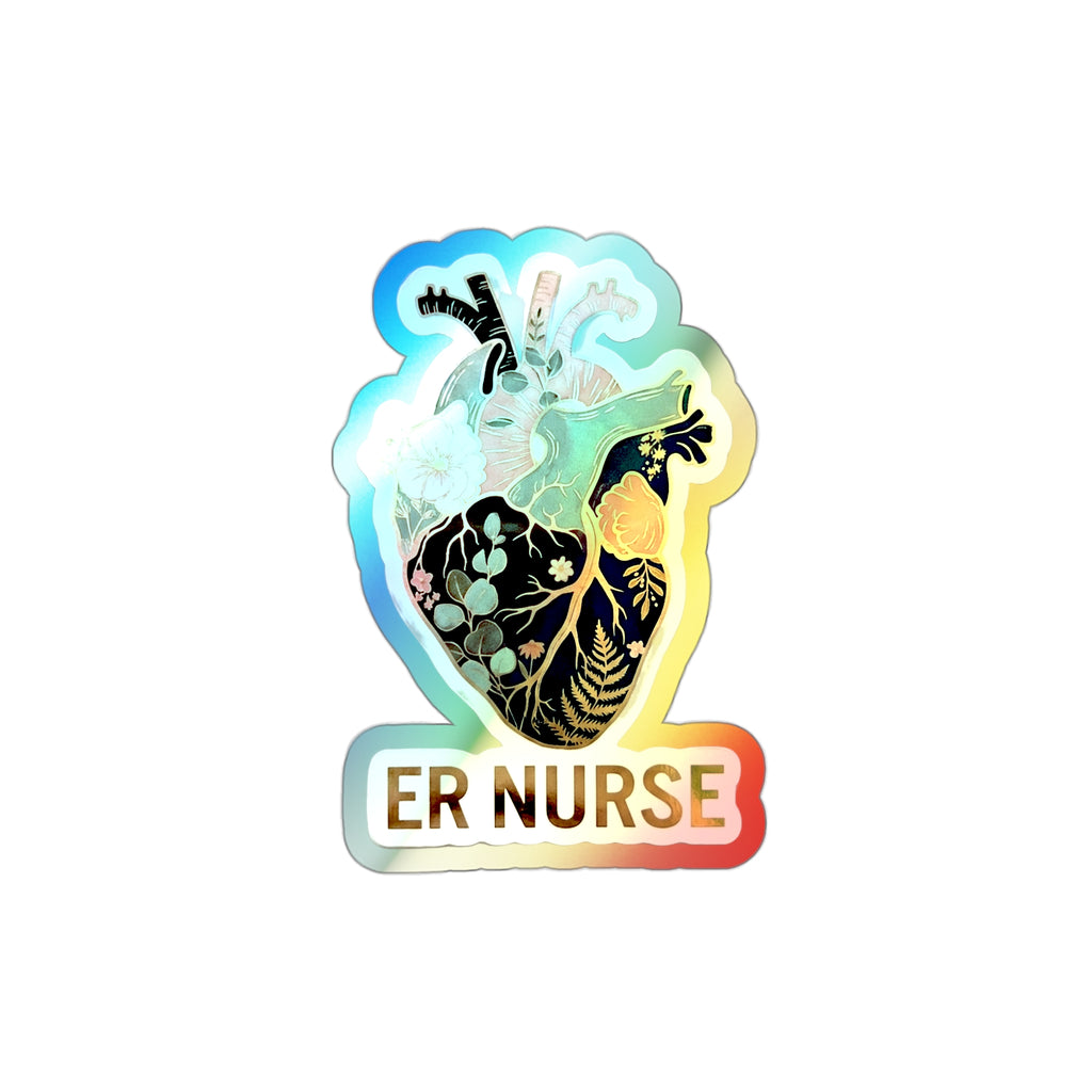 Anatomical Heart in Sunset Bloom - Holographic Die-Cut Sticker