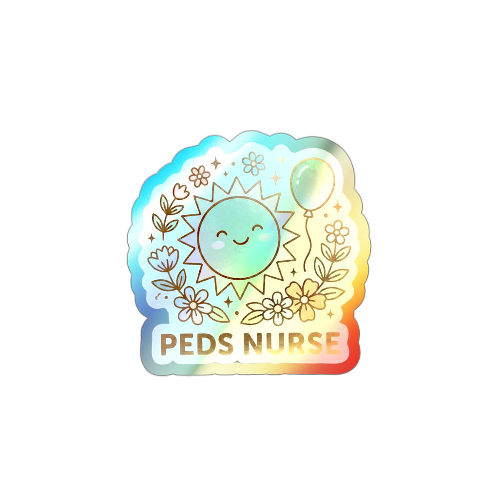 Peds Pastel Balloon Garden - Holographic Die-Cut Sticker