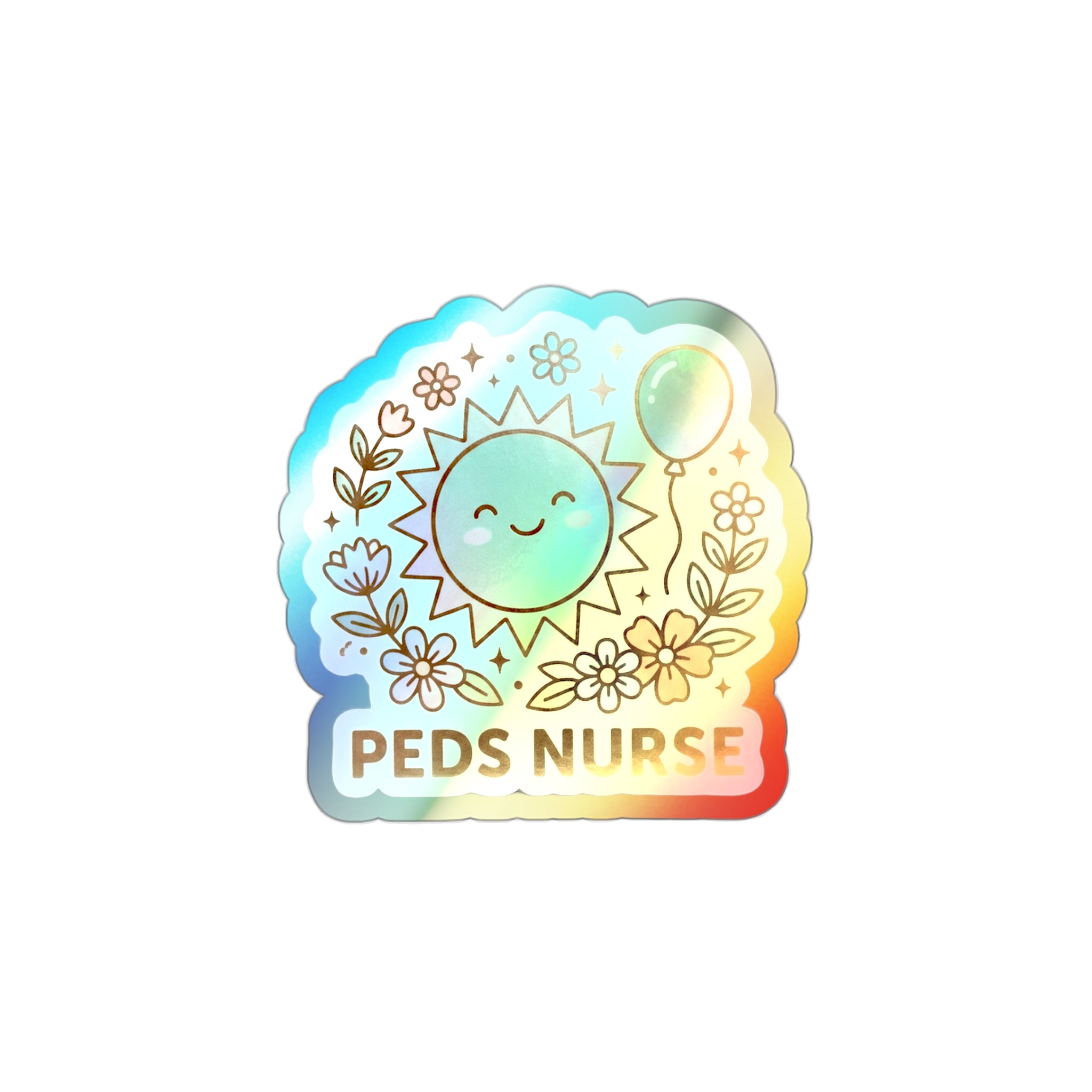 Peds Pastel Balloon Garden - Holographic Die-Cut Sticker