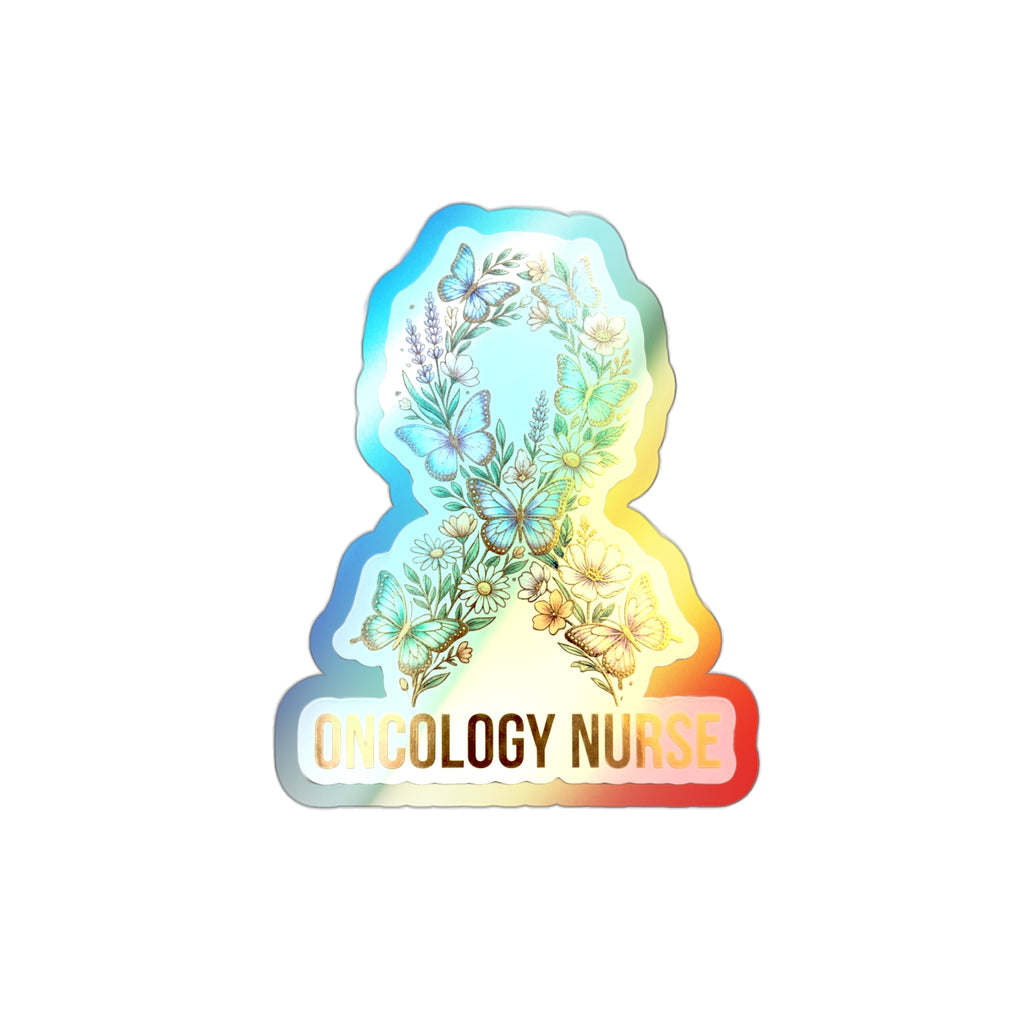 Oncology Butterfly Awareness Ribbon - Holographic Die-Cut Sticker
