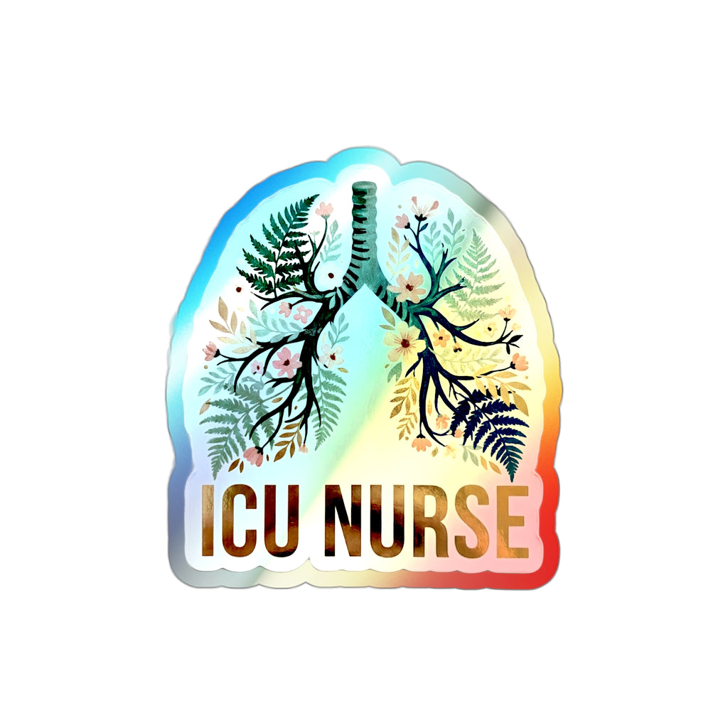 ICU Leafy Wildflower Lungs - Holographic Die-Cut Sticker