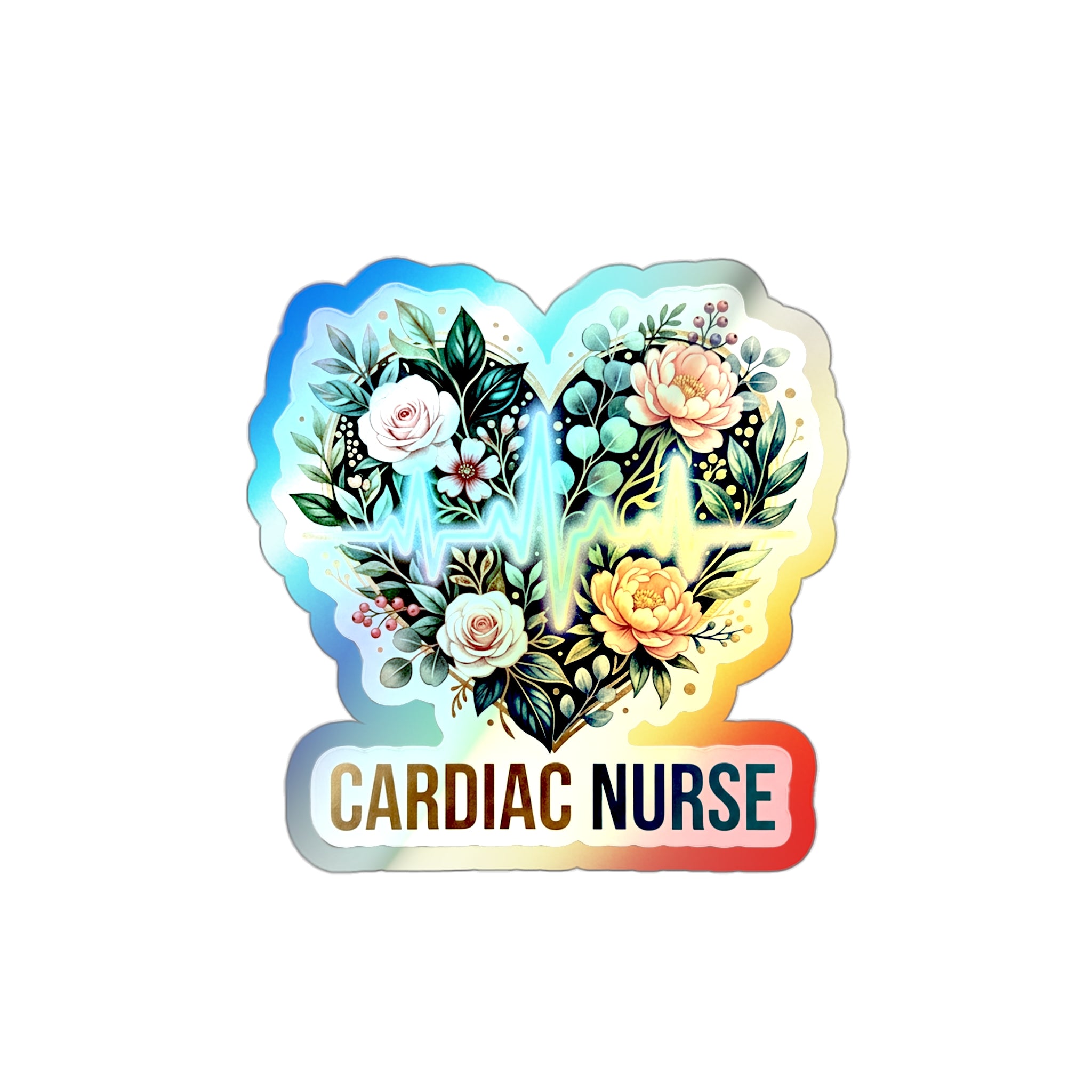 Cardiac Blooming Rhythm - Holographic Die-Cut Sticker