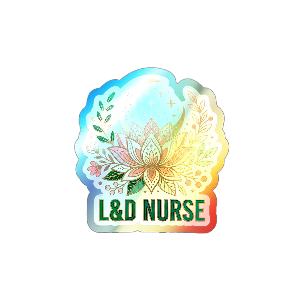 L&D Lotus & Crescent Moon - Holographic Die-Cut Sticker