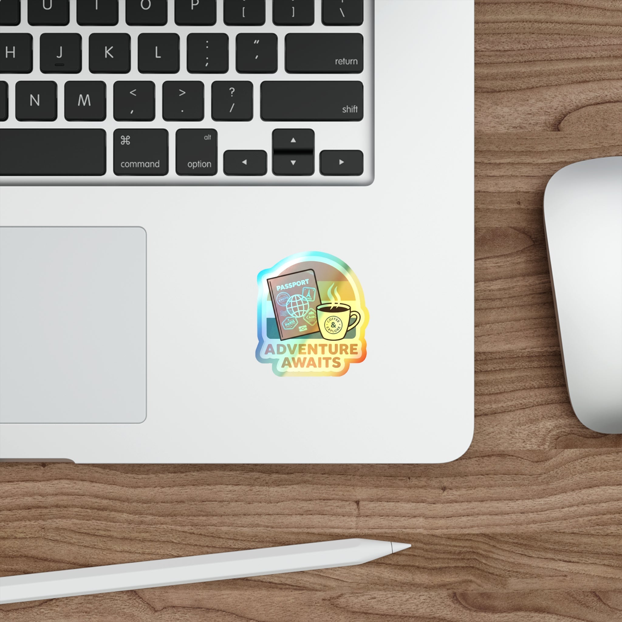 Adventure Awaits - Holographic Die-Cut Sticker